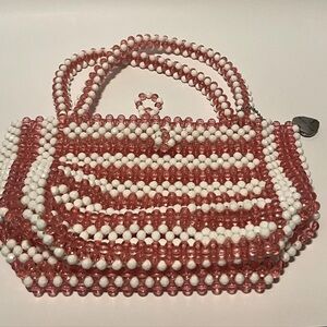 Pink and White Beaded Bag